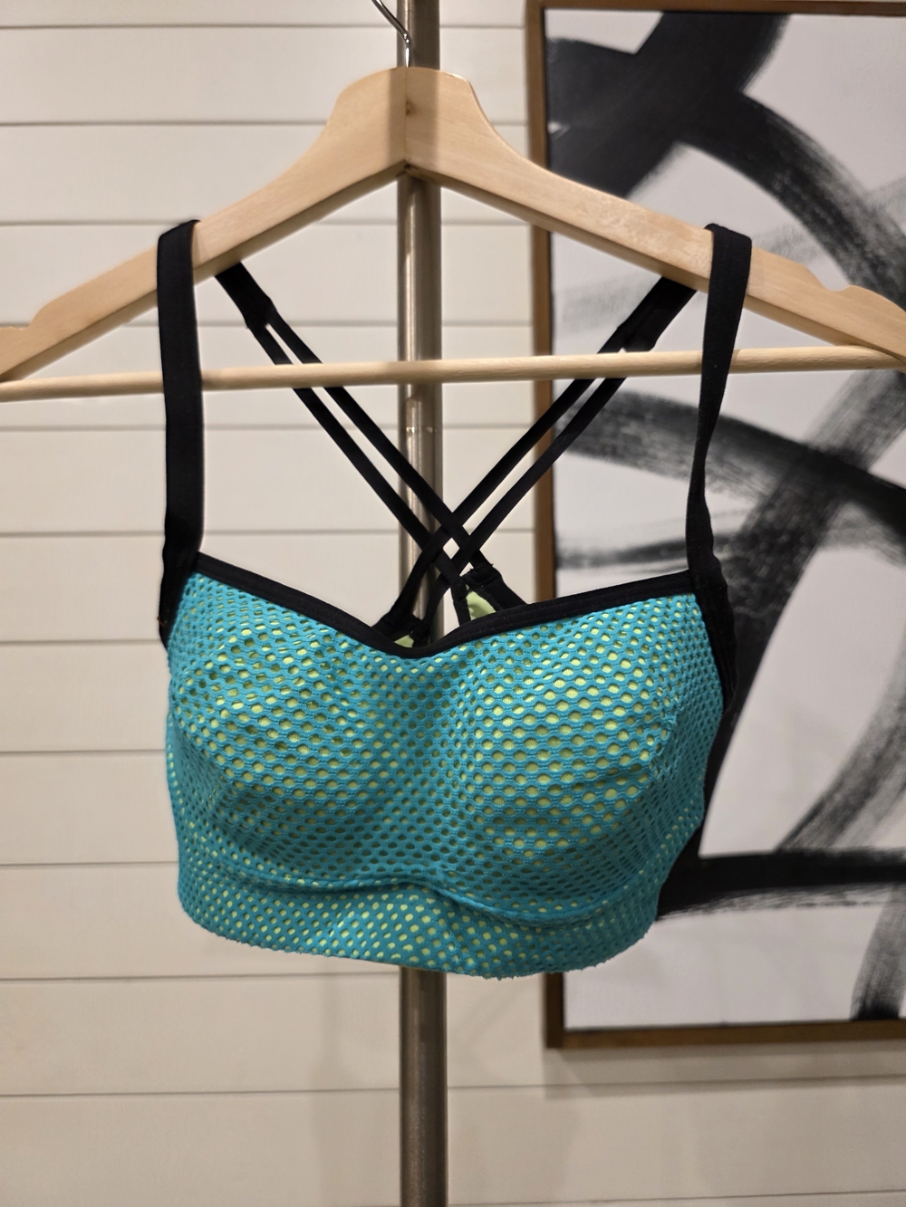 Victoria's Secret Teal Mesh Sports Bra with Black Straps